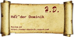 Háder Dominik névjegykártya